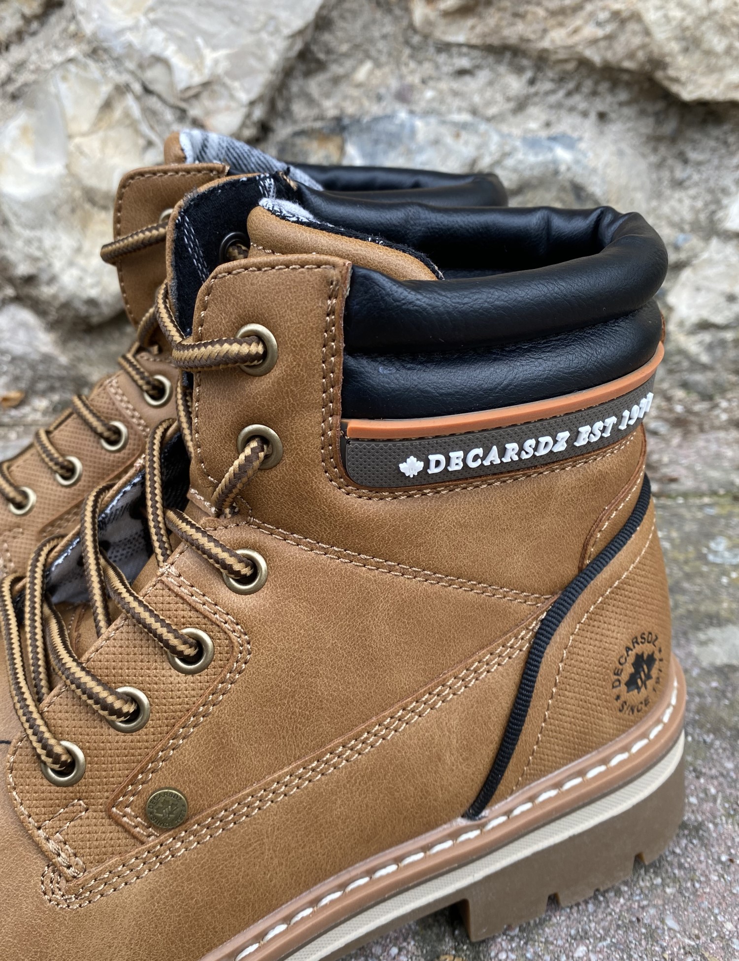 Ανδρικά κάμελ αρβυλάκια με τρακτερωτή σόλα από δερματίνη EL0970C φωτογραφία